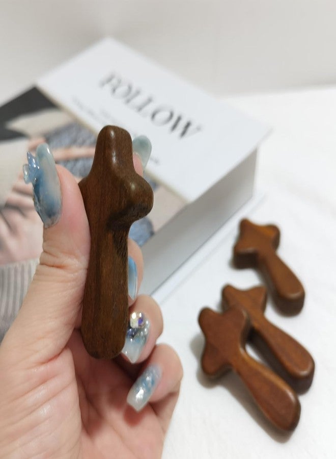 EAEDMY 12Pcs Small Wooden Pocket Crosses, Mini Portable Pine Hand Held Cross Craft, Jesus Cross Prayer Cross for Religious Occasion or Communion, 2.44in (12, Brown) - Image 3